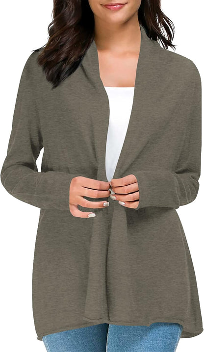 Women'S Long Sleeve Open Front Casual Thin Cardigan